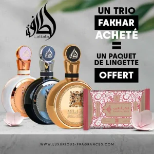 Pack trio Fakhar Lattafa + Un paquet de lingettes offert